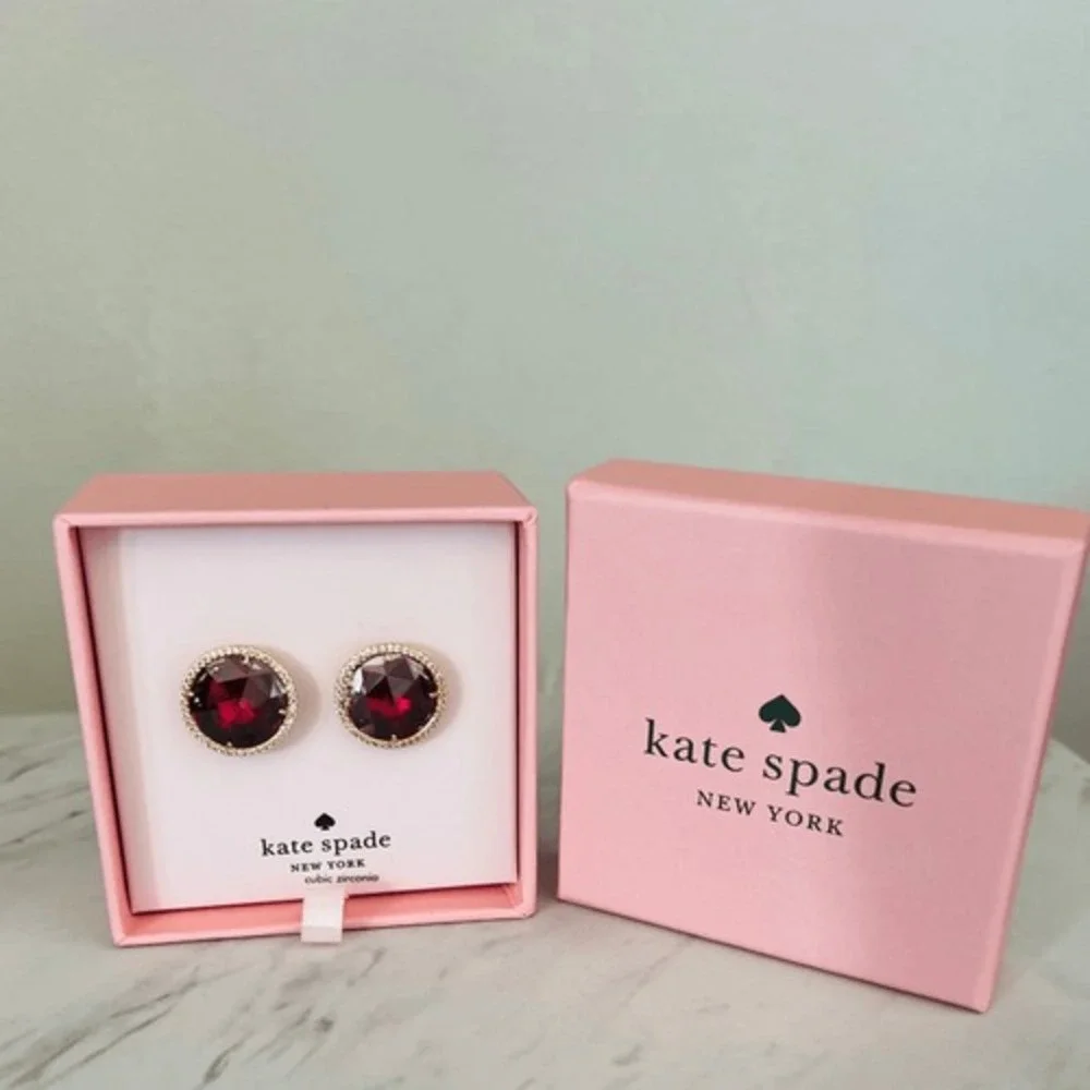 KATE SPADE NEW YORK she has spark halo studs earrings, Fuchsia/Purple,‎ NWT - Picture 6 of 12